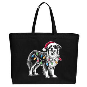 Funny Santa Australian Shepherd Christmas Lights Dog Lover Gift Cotton Canvas Jumbo Tote