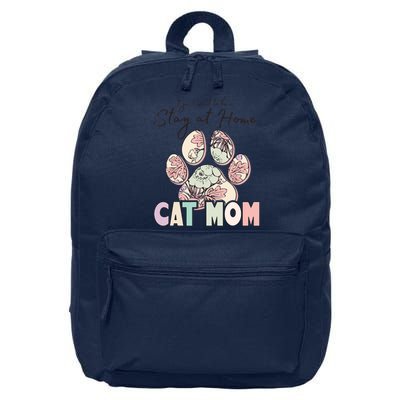 Funny Stay At Home Cat Mom 16 in Basic Backpack