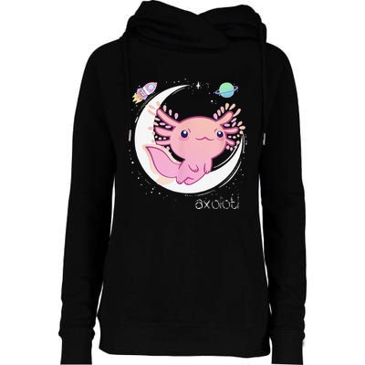 Funny Space Axolotl Kawaii Pastel Goth Japan Anime Comic Womens Funnel Neck Pullover Hood