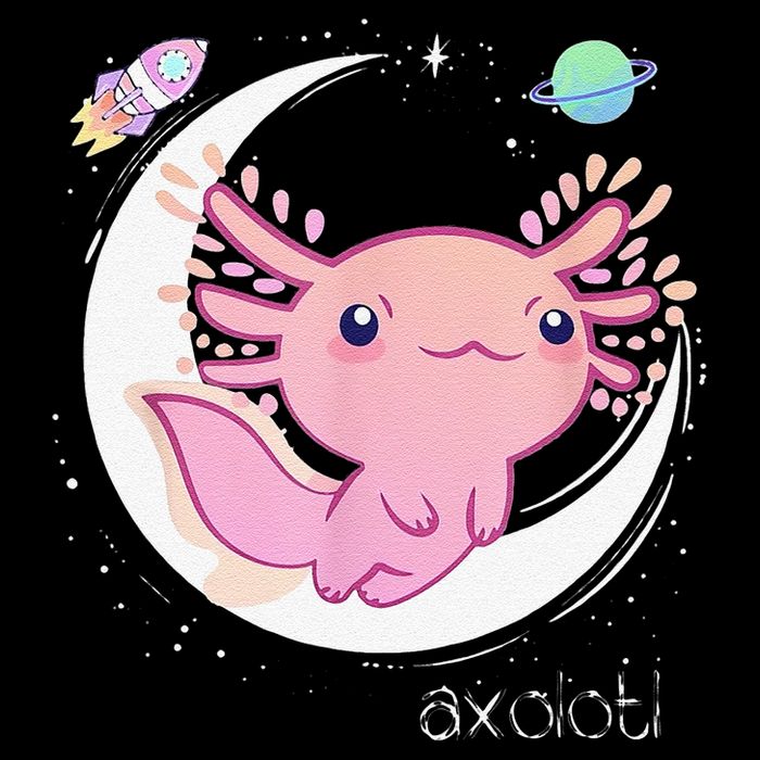 Funny Space Axolotl Kawaii Pastel Goth Japan Anime Comic Flat Bill Trucker Hat