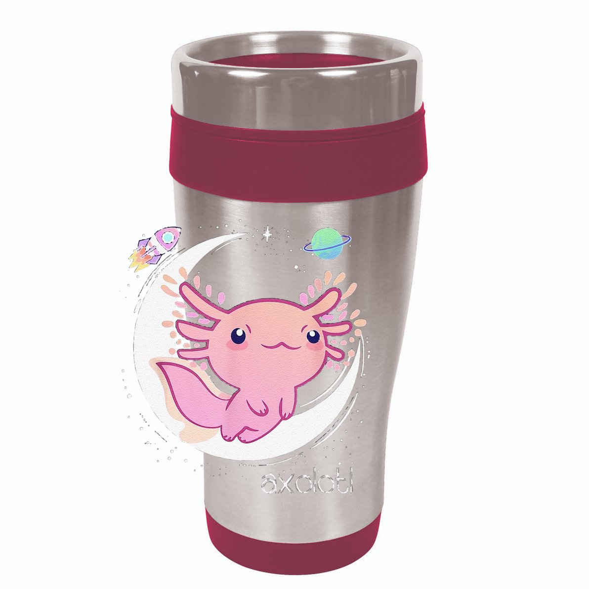 Funny Space Axolotl Kawaii Pastel Goth Japan Anime Comic 12oz Stainless Steel Coffee Mug