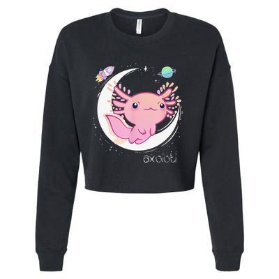 Funny Space Axolotl Kawaii Pastel Goth Japan Anime Comic Cropped Pullover Crew