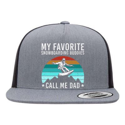 Funny Snowboarding Art Dad Father Snowboard Snowboarder Flat Bill Trucker Hat