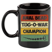 Funny Sayings Anal Bead Tug O War Champion 11oz C Handle Ceramic Mug