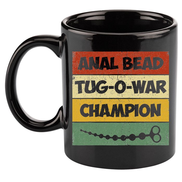 Funny Sayings Anal Bead Tug O War Champion 11oz C Handle Ceramic Mug