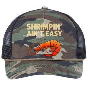 Funny Shrimpin Aint Easy Shrimp Gift Cool Fishing Fisher Retro Rope Trucker Hat Cap