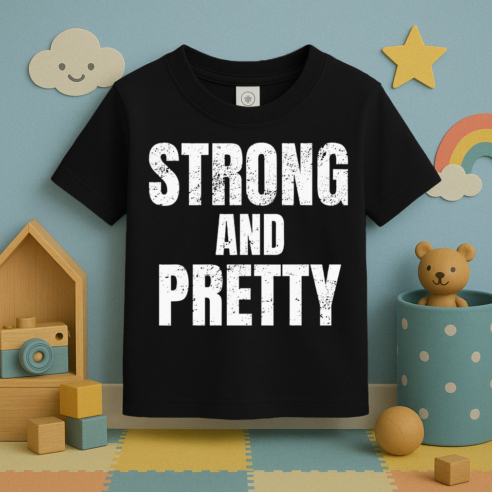 Funny Strong And Pretty Strongman Fitness Gym Gift Toddler T-Shirt