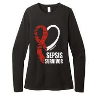 Family Sepsis Awareness Red Ribbon September Sepsis Survivor Womens CVC Long Sleeve Shirt