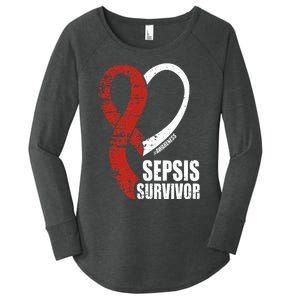 Family Sepsis Awareness Red Ribbon September Sepsis Survivor Women's Perfect Tri Tunic Long Sleeve Shirt