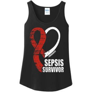 Family Sepsis Awareness Red Ribbon September Sepsis Survivor Ladies Essential Tank