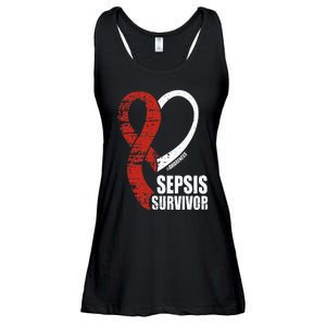 Family Sepsis Awareness Red Ribbon September Sepsis Survivor Ladies Essential Flowy Tank