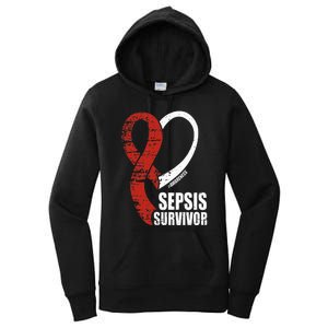 Family Sepsis Awareness Red Ribbon September Sepsis Survivor Women's Pullover Hoodie