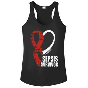 Family Sepsis Awareness Red Ribbon September Sepsis Survivor Ladies PosiCharge Competitor Racerback Tank