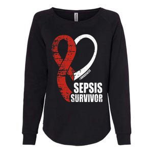 Family Sepsis Awareness Red Ribbon September Sepsis Survivor Womens California Wash Sweatshirt