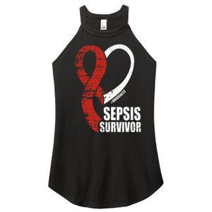 Family Sepsis Awareness Red Ribbon September Sepsis Survivor Women's Perfect Tri Rocker Tank