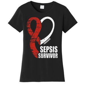 Family Sepsis Awareness Red Ribbon September Sepsis Survivor Women's T-Shirt