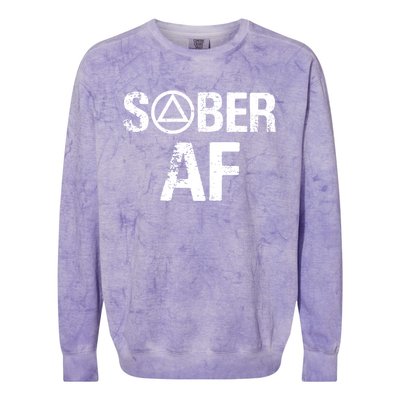 Funny Sober Af Sobriety Recovery Aa Alcoholic Support Gift Colorblast Crewneck Sweatshirt