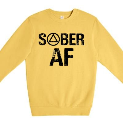 Funny Sober Af Sobriety Recovery Aa Alcoholic Support Gift Premium Crewneck Sweatshirt