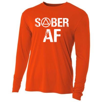 Funny Sober Af Sobriety Recovery Aa Alcoholic Support Gift Cooling Performance Long Sleeve Crew