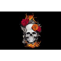 Flaming Skull And Roses Bumper Sticker