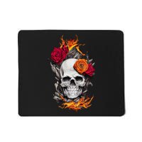 Flaming Skull And Roses Mousepad