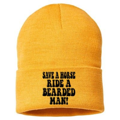 Funny Save A Horse Ride A Bearded Man Sustainable Knit Beanie