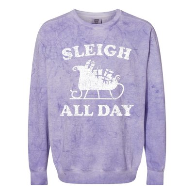 Funny Sleigh All Day Christmas In July Retro Vintage Ugly Colorblast Crewneck Sweatshirt