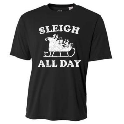 Funny Sleigh All Day Christmas In July Retro Vintage Ugly Cooling Performance Crew T-Shirt