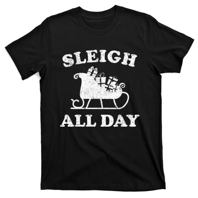 Funny Sleigh All Day Christmas In July Retro Vintage Ugly T-Shirt