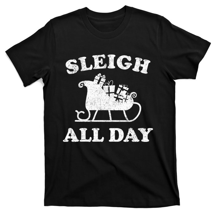 Funny Sleigh All Day Christmas In July Retro Vintage Ugly T-Shirt