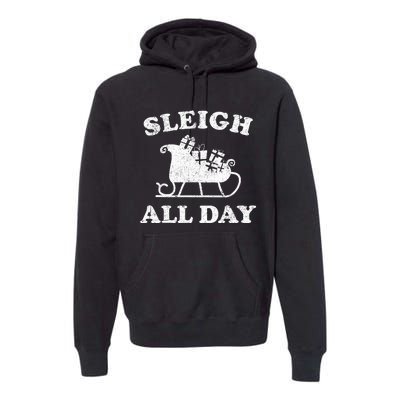 Funny Sleigh All Day Christmas In July Retro Vintage Ugly Premium Hoodie