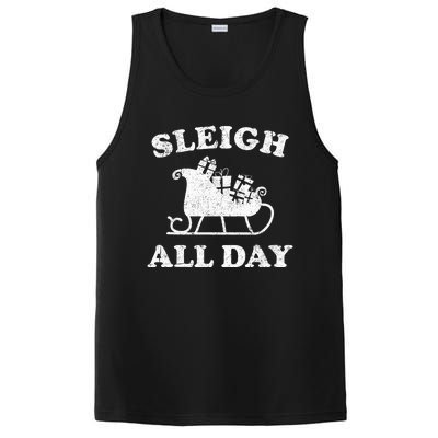 Funny Sleigh All Day Christmas In July Retro Vintage Ugly PosiCharge Competitor Tank