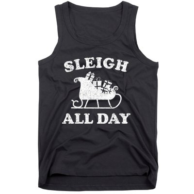 Funny Sleigh All Day Christmas In July Retro Vintage Ugly Tank Top