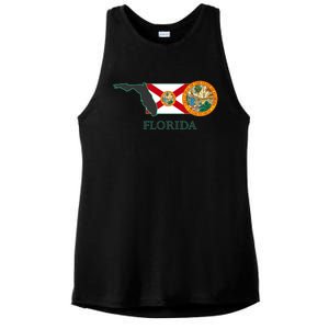 Florida Seal And Flag Ladies PosiCharge Tri-Blend Wicking Tank