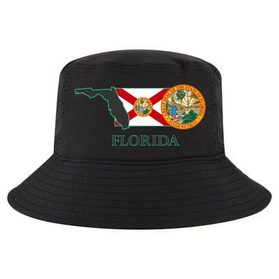 Florida Seal And Flag Cool Comfort Performance Bucket Hat