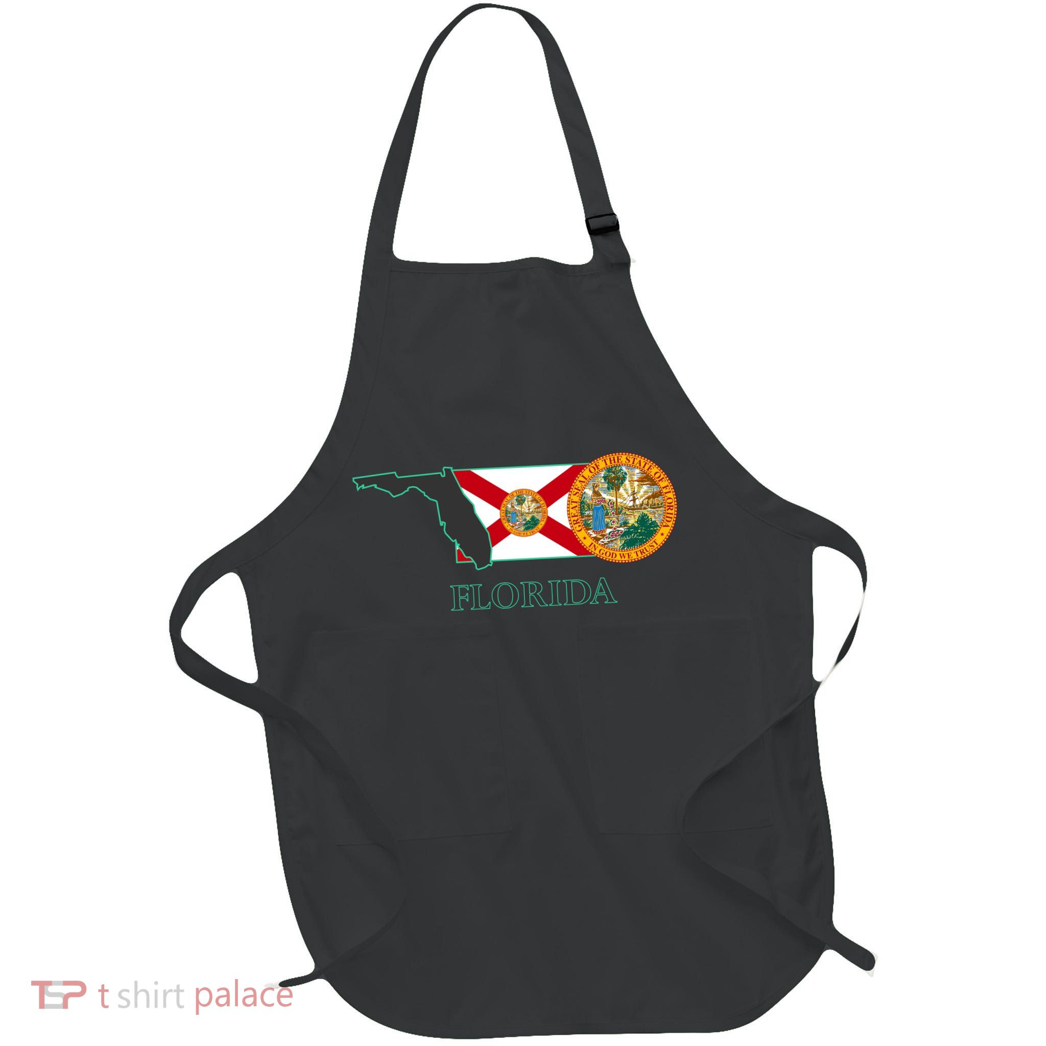 Florida Seal And Flag Full-Length Apron With Pockets