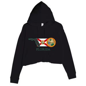 Florida Seal And Flag Crop Fleece Hoodie