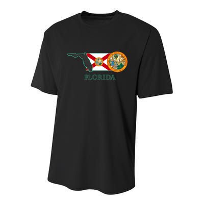 Florida Seal And Flag Youth Performance Sprint T-Shirt