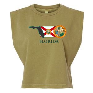 Florida Seal And Flag Garment-Dyed Women's Muscle Tee