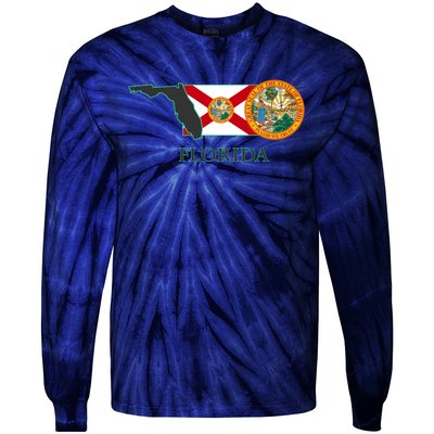 Florida Seal And Flag Tie-Dye Long Sleeve Shirt