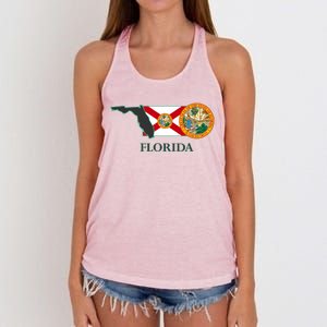 Florida Seal And Flag Women's Knotted Racerback Tank