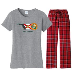 Florida Seal And Flag Women's Flannel Pajama Set