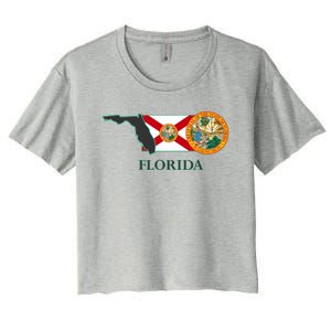 Florida Seal And Flag Women's Crop Top Tee