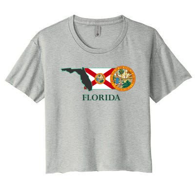 Florida Seal And Flag Women's Crop Top Tee