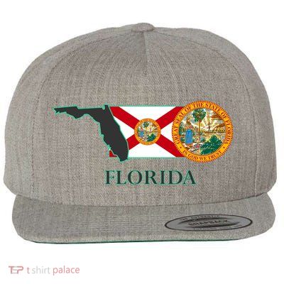 Florida Seal And Flag Wool Snapback Cap