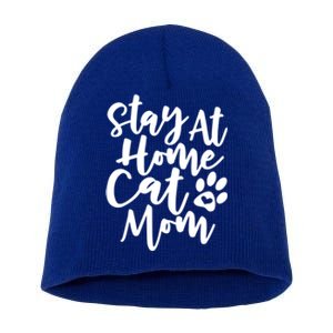 Funny Stay At Home Cat Mom Rescue Foster Cats Design Gift Short Acrylic Beanie