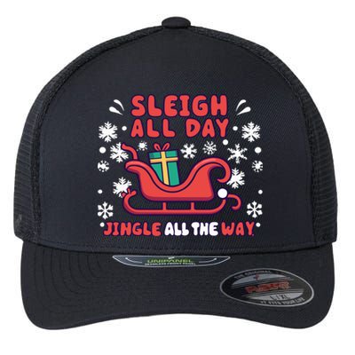 Funny Sleigh All Day Jingle All The Way Christmas Design Gift Flexfit Unipanel Trucker Cap