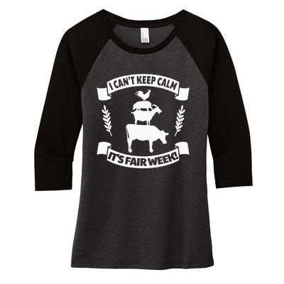 Fun State and County Fair Show Farm Animal Showing Quote Women's Tri-Blend 3/4-Sleeve Raglan Shirt