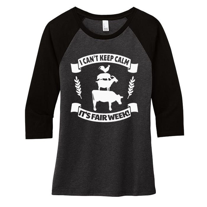 Fun State and County Fair Show Farm Animal Showing Quote Women's Tri-Blend 3/4-Sleeve Raglan Shirt