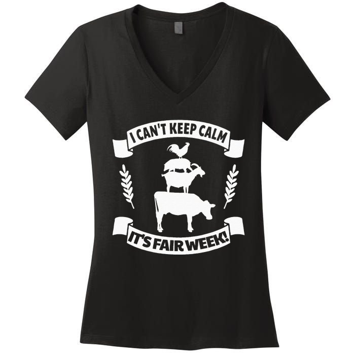 Fun State and County Fair Show Farm Animal Showing Quote Women's V-Neck T-Shirt